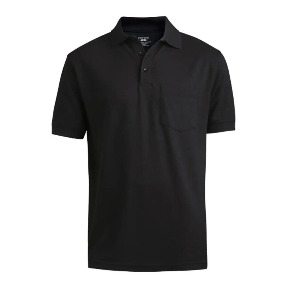 Men's Edwards Soft Touch Pique Polo with Front Pocket - Black - XL - #1505‎
